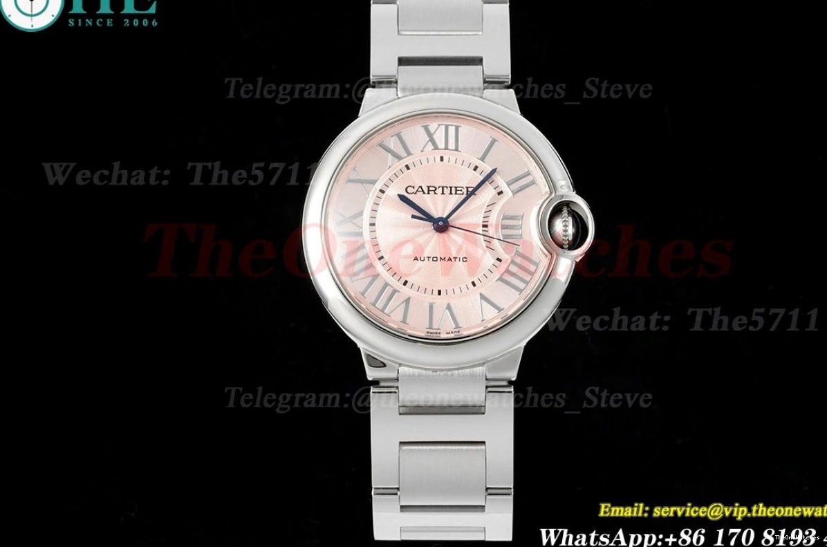 36mm 3KF De Cartier SS A076 Stk Bleu SS Ballon Pink 0217